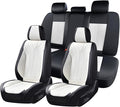 FLORICH Seat Covers Full Set Luxury Faux Leather Front and Rear Car Seat Cover Waterproof Automotive Seat Covers 5 Seats Car Seat Protector Universal Fit for Most Cars SUV Trucks, Black&White by FLORICH