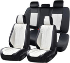 FLORICH Seat Covers Full Set Luxury Faux Leather Front and Rear Car Seat Cover Waterproof Automotive Seat Covers 5 Seats Car Seat Protector Universal Fit for Most Cars SUV Trucks, Black&White by FLORICH