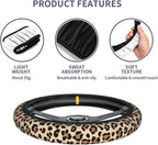 Leopard Cheetah Print Steering Wheel Cover 15 Inch + 2pc car Coasters | Universal Anti-Slip Breathable Animal Print Matching Set for Men Women - Image 6