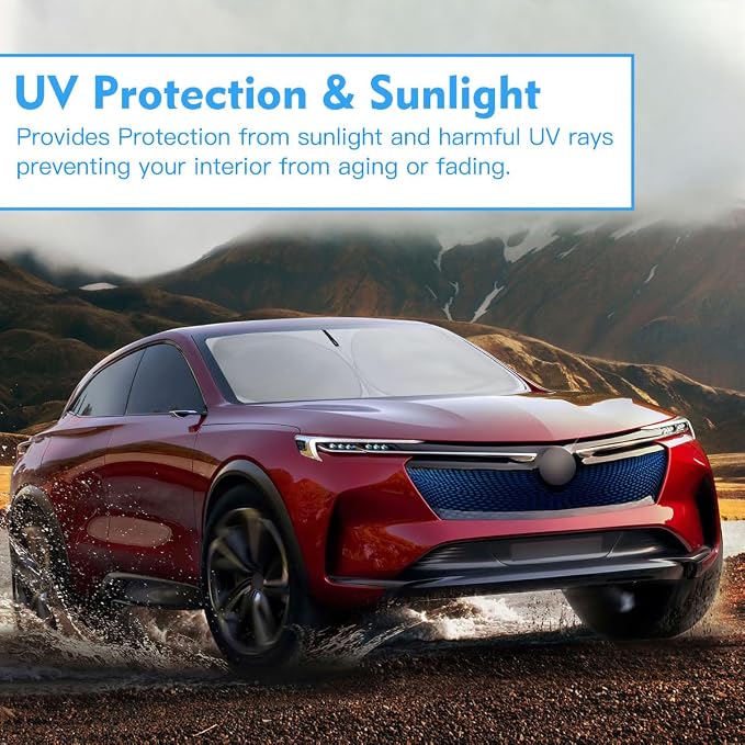 Windshield Sun Shade Car Sunshade Accessories Fit Buick Enclave 2018-2026 | HOHUIGO Front Window Screen Cover Foldable SUV Sun Visor UV Protector Heat Shield Shade for Buick Preferred Essence Premium - Image 7