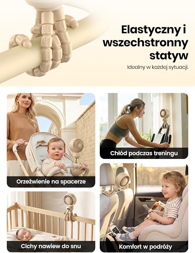 Warmco Portable Stroller Fan, 4000mAh Rechargeable Clip On Fan | Flexible Tripod (Up to 15H), 4 Speeds, LED Display, Detachable Grille, Quiet Operation, for Car Seat, Crib - Image 7