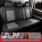 FREESOO Custom Leather for Toyota Tundra Seat Covers 2014-2021 Crewmax Cab | Custom Fit, Full Set, 60/40 Split Bench, Waterproof Faux Leather, for Truck Toyota Tundra Accessories, BlackGrey - Image 7