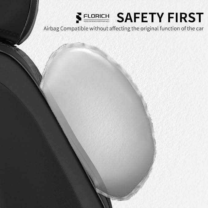 FLORICH Leather Cars Seat Covers Automotive Seat Cover Front Pair Waterproof Seat Covers for Car Vehicle Seat Cushion Protector Universal Fit for Most Cars Trucks SUVs, Black - Image 4