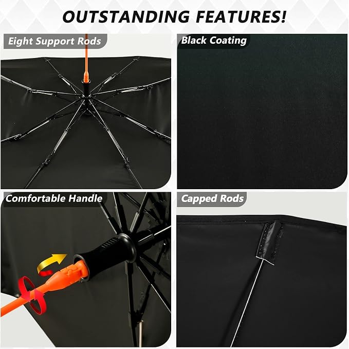 Dark Green Black Car Sun Shade Windshield Car Umbrella Foldable Uv Ray Reflector Front Window Sun Shade Visor Shield Cover - Image 3