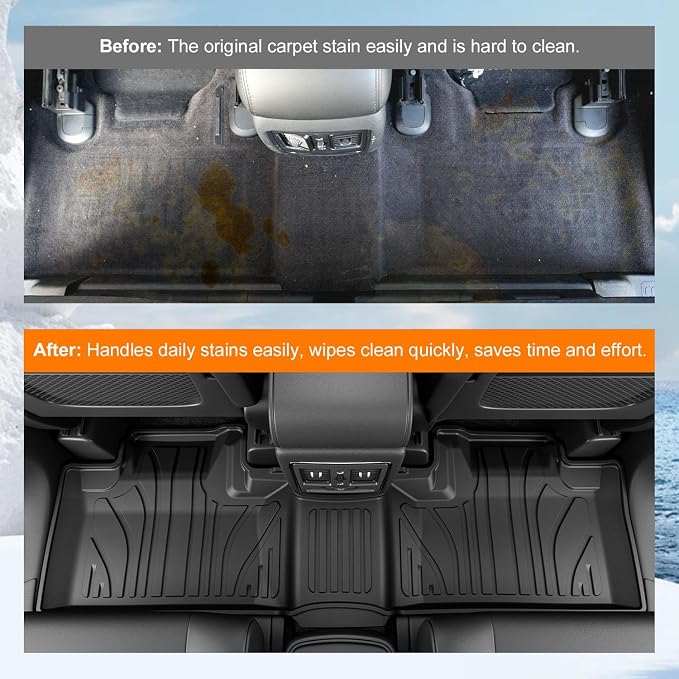 powoq Floor Mats Cargo Mat Compatible with 2016-2026 Dodge Durango 7 Seats | TPE All Weather Protection Replacement for 2016-2026 Dodge Durango Accessories (Trunk Mat+3rd Backrest Mat+7 Seats Floor Mat) - Image 3
