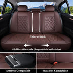 Coverado Car Seat Covers Full Set, Luxury Faux Leather Waterproof Seat Cover, Front and Back Car Seat Protector, Universal 5 Seat Leather Seat Cushion, Carseat Cover Fit Most Cars, Coffee - Image 3