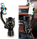 Phone Holders for Your Car, 2 in 1 Adjustable Stable Car Cup Phone Holder | Secure Hold, Multi-Scenario Use for Drivers, Commuters & Road Trips, Universal Fit for Up to 5.31'' Drinks/Mugs/Foods by bokilino