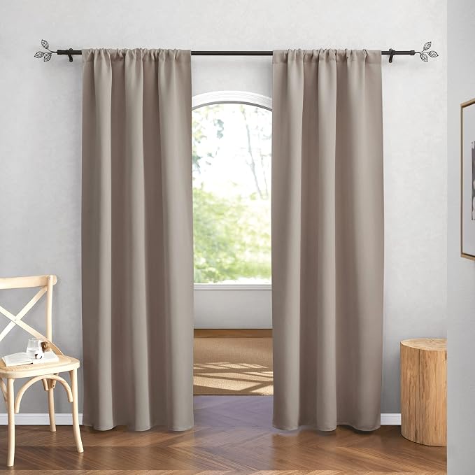 RYB HOME Blackout Curtains for Bedroom Living Dining Room 84 inches Long | Privacy Protection, Thermal Insulated, Sunlignt Heat Blocking, Drapes for Nursery Rental Room, W42 x L84, Sand, 2 Panels - Image 2