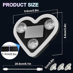 Heart-Shaped LED Neon Solar USB Rechargeable 2-Pack Blue Car | 40 High-Brightness Wireless Led Lights for Car, 5 Modes Suction Cups Easy Mount for Auto Interior Bedroom Decor Gift - Image 2