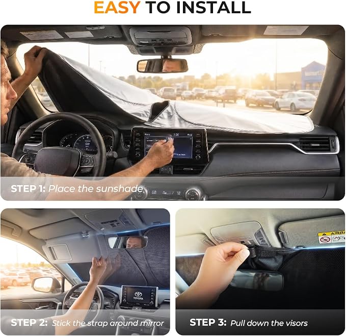 [2026 Upgraded] DooGooCoo Windshield Sun Shade for Subaru Crosstrek 2018-2025 2026 [Cooling Ice-Crystal, 100% Sun Block ] Sunshade for Car Windshield for Subaru Crosstrek Sun Shade, Custom Fit. - Image 7