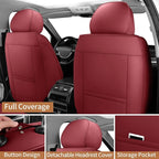 Leather Front Seat Covers for Cars Automotive Seat Protectors | Breathable Waterproof Durable Full Surround & Lumbar Support Design Non-Slip Universal Fit for Most Cars SUVs Trucks Vans Red - Image 5