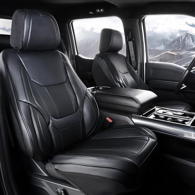 Coverland Custom SUV Car Seat Covers for 1998-2008 Subaru Forester | Premium Waterproof Faux Leather Non-Slip Memory Foam Airbag Compatible Custom Fit Interior Protector [Front Seat-Black] by Coverland