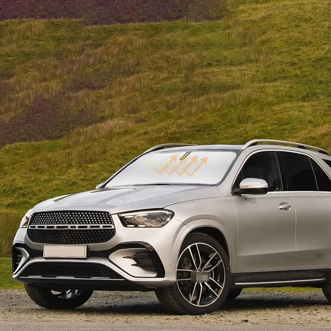Custom Fit Windshield Sun Shade for Mercedes-Benz GLE 2012-2026 | Blocks UV Rays and Sun Heat, Helps Reduce Interior Temperature, Protects Dashboard from Fading, Folds Easily for Storage by SLOGENTO