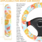 Accmor Fuzzy Car Steering Wheel Cover, Universal Fluffy Auto Wheel Cover & Handbrake Cover & Gear Shift Cover Set, Soft Warm Steering Wheel Protector Car Accessories for Men Women Girls, Colorful - Image 2