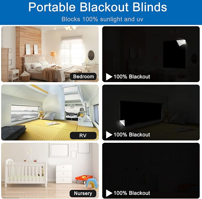 100% Blackout Blind Magnetic Window Cover,Cuttable Black Out Curtain 118x57 | No Drill,Portable Removable Window Shades,DIY Black Out Curtains For Bedroom,RV,Nursery,Media Room,Heat-Resistant Nano Tape - Image 6