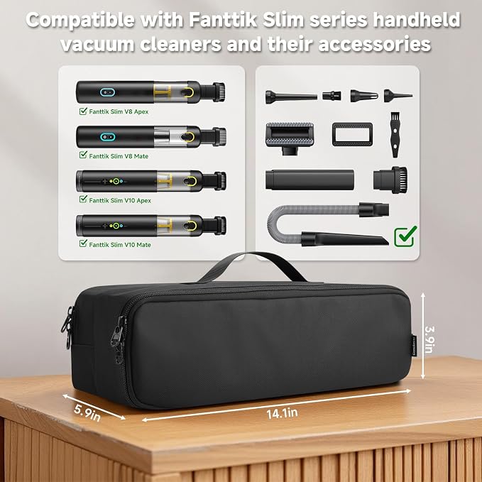 Cordless Car Vacuum Storage Bag for Fanttik Slim V8 Apex/V10 Apex/V8 Mate/V10 Mate with Handle Strap, Fanttik Cordless V8/V10 Car Vacuum Organizer Case (Case Bag Only) - Image 2