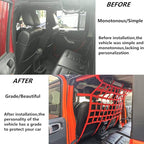 Rear Seat Dog Barrier Net Divider for Jeep Wrangler JK JL JT 2007-2025 | Fits Jeep Wrangler JK JL & Gladiator JT 2/4 Door, Red, Thickened Polyester Pet & Child Safety Barrier, No-Tool Install - Image 3