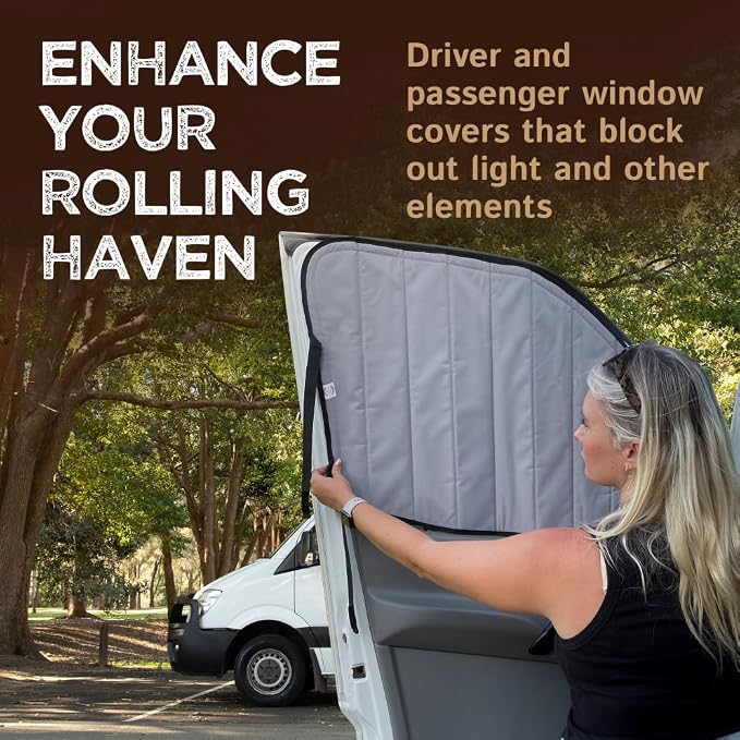 Living in a Bubble Insulated Blackout Front Window Covers (Pair) for Mercedes Sprinter Van Year 2019-2026, VS30 - Image 3