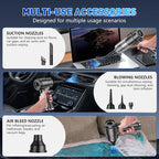 KMM Handheld Car Vacuum Cleaner, 10000PA Hand Held Vacuum & Air Duster | Strong Suction, Cordless, 120W High Power, Portable, Multi-Nozzles & LED Light, for Home, Car, Office - Image 5