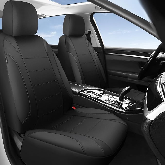 CAR PASS Neoprene EVA Waterproof car seat Covers Front Seats Only, Universal fit for SUV Vehicles Automotive with 5mm Composite EVA Inside,Airbag Compatible (Two Seats, Black and Black) - Image 2