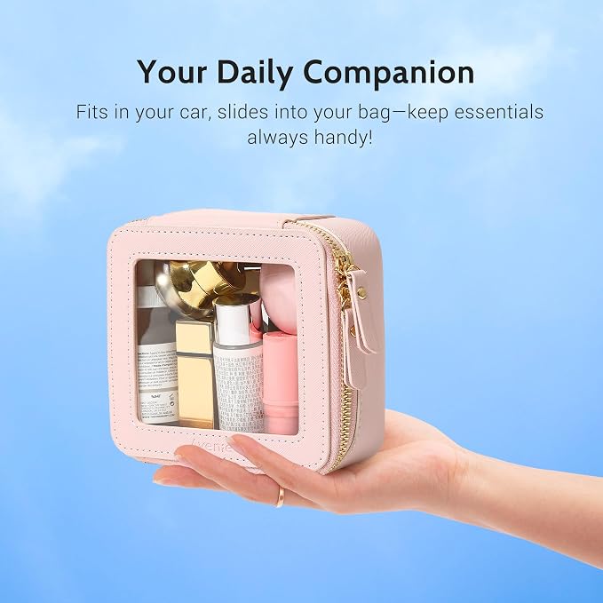 Aveniee Clear Makeup Bag Set (2-Piece Mini & Midi) - Travel Toiletry Organizer for Women, Waterproof Cosmetic Pouch & Car Accessory for Travel Size Toiletries, Pink - Image 6