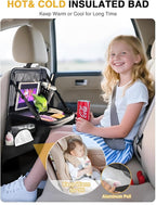 2-Pack Leather Car Backseat Organizer with Tablet Holder–Foldable Food Tray,Storage Pockets,Trash Can,Tissue Holder & Insulated Bag–Kick Mats Protector for Kids,Travel Accessories Organizer - Image 5
