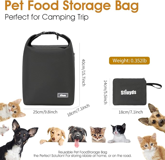 Travel Dog Food Container Pet Food Storage Bag Containers 2PCS Collapsible Travel Dog Bowls Waterproof Camping Storage Essentials Kibble Carrier 20L Easy to Clean (Black, Large) - Image 5