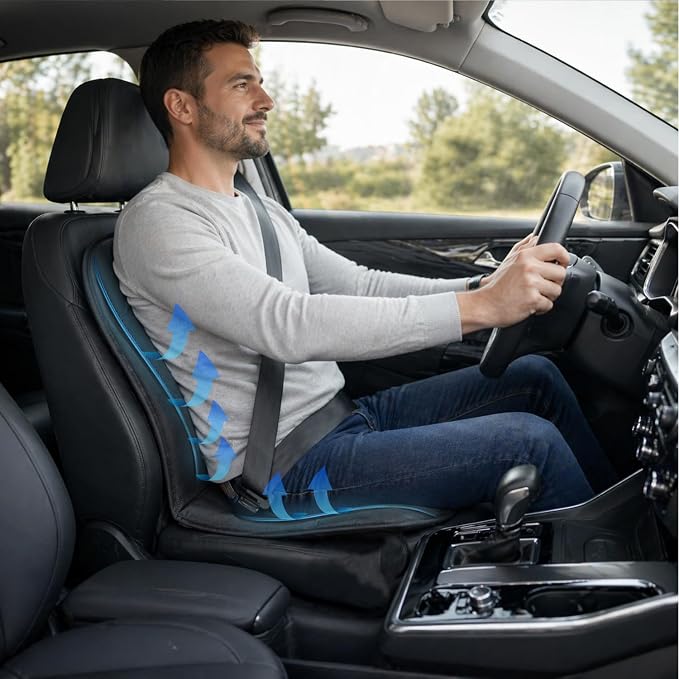 ZONETECH Cooling Car Seat Cushion - Black Automotive Adjustable Temperature Comfortable Cooling Car Seat Cover (1 Pack) - Image 6