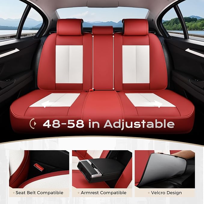 Coverado Car Seat Covers, Seat Covers for Cars, Waterproof Leather Auto Seat Protectors, Leather Car Seat Cushion, Car Interiors Accessories Universal Fit for Most Cars - Image 5