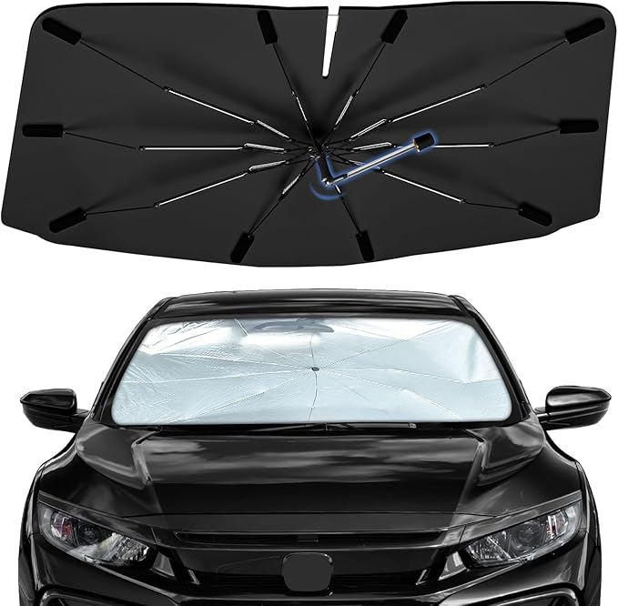 Windshield Sun Shade Umbrella for Honda Civic 2016-2021 Front Window Shield | Foldable Car Sunshade, 360 Rotation Automotive Interior UV Protection for Outdoor Parking, Keep Car Cool by Bocvam