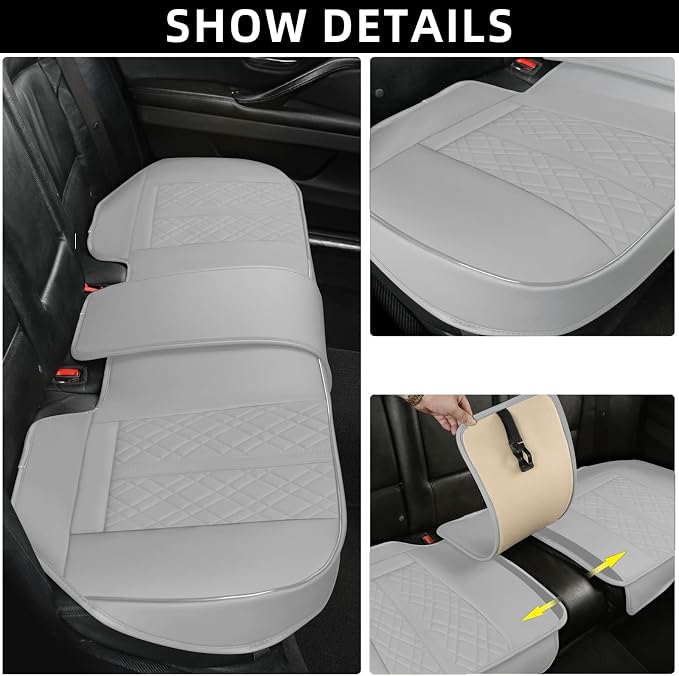 Car Seat Cover for Rear Car Seat Bottom,Luxury PU Leather Seat Cushion | Auto Interior Seat Cover Without Backrest,Full Wrapping Edge Works with Sedan SUV Pickup Minivan - Image 2