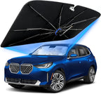 Windshield Sun Shade for BMW X3 2018-2026 with 360° Rotating Shaft | Custom Fit Umbrella Sunshade for UV Blocking, Interior Heat Protection, Easy Storage, UPF 50+ Cool Windshield Cover by Lonyaqui