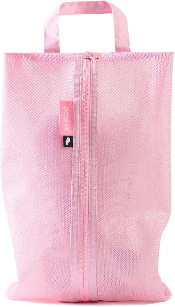 pack all Shoe Bag for Travel, Water-Resistant Shoe Pouch for Sports | Odor-Resistant, Dustproof, Portable, Soccer Cleats & Gym Storage, Fits Up to Size 11, 1 Pack, Pink by packall
