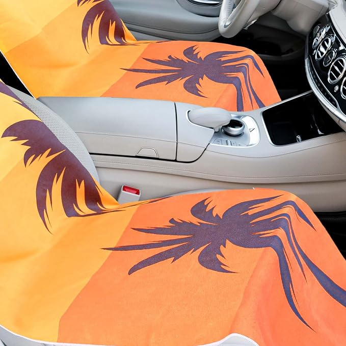 1 Pack Car Seat Towel Cover with Storage Bag, Beach Palm Trees Style | 63 x 32 in Car Towel Seat Cover Non Slip Waterproof, Gym Workout Swimming Running, Machine Washable Sweat Absorbent Protector - Image 3