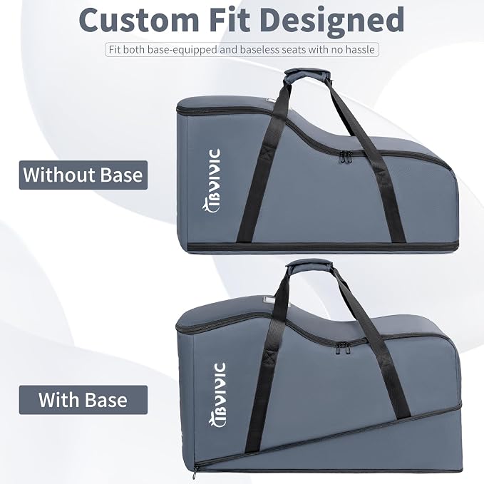 IBVIVIC Car Seat Travel Bag Compatible with UPPAbaby Aria and Mesa, Grey | Infant Car Seat Travel Bag Car Seat Cover for Travel - Image 4