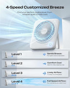 Otlonpe Personal Portable Desk Fan, 4000mAh Small Rechargeable Portable Fan Battery Operated & USB Powered for Travel Sleeping Bedroom Office Home Table, Cordless, Quiet, 4-Speed, 6.5 Inch (White) - Image 4
