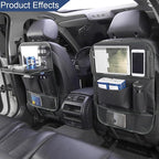 Car Backseat Organizer with Foldable Table Tray, 6 Storage Pocket Vehicle Seat Back Protector Kick Mat with Touch Screen Phone Holder, Auto Seat Organizer for Travel, Universal Fit (Black) - Image 3