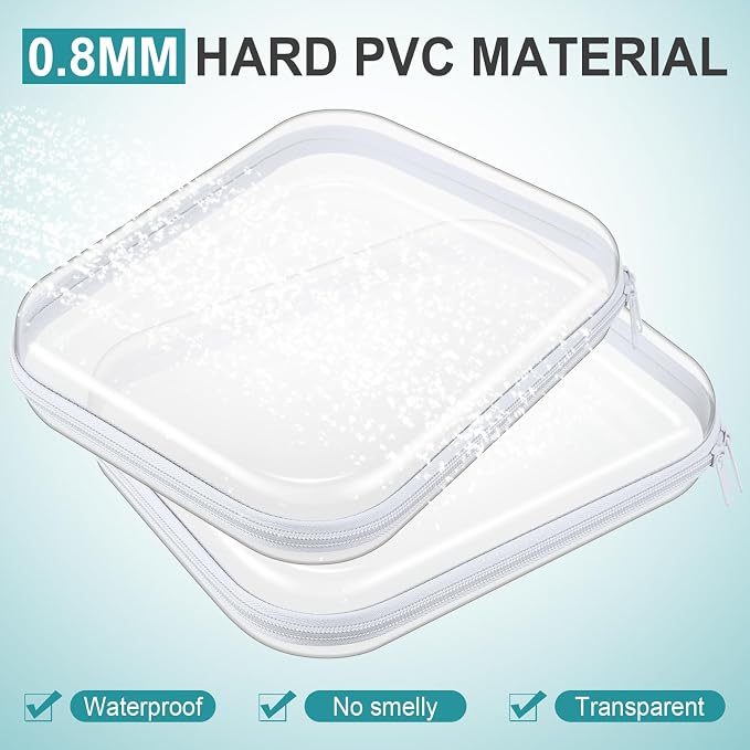 Ceenna 2 Pcs Clear Zipper Case Hard Shell Pouches,2 Large | Multiple Sizes Plastic Makeup Bags Pencil Case Organizer Diaper Bag Pouches Clear Travel Toiletry Bag for Women - Image 2
