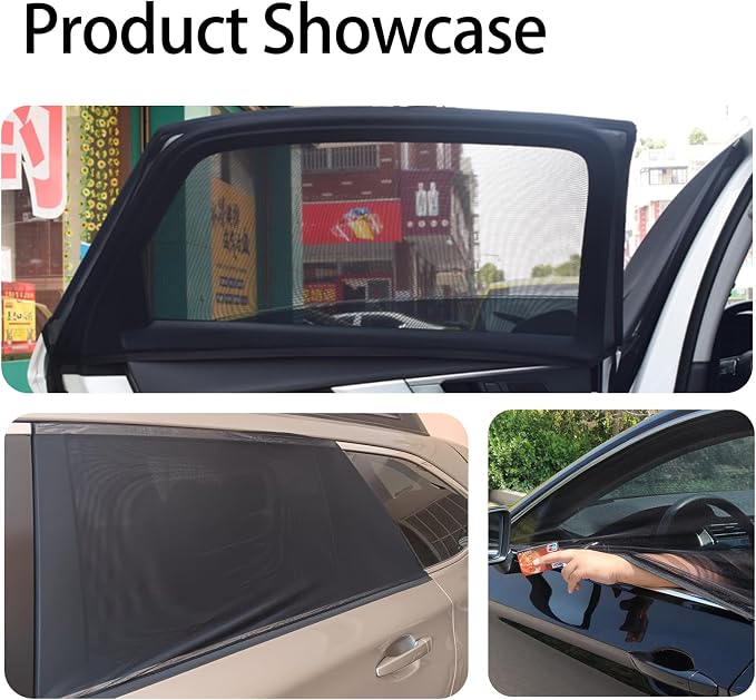 2 Pack Breathable Mesh Car Window Sun Shade Cover, 22.8"*24" | Car Window Screens, UV Protection Sunshade, Mosquito Net Curtain, Protect Privacy for Pets/Family - Image 6