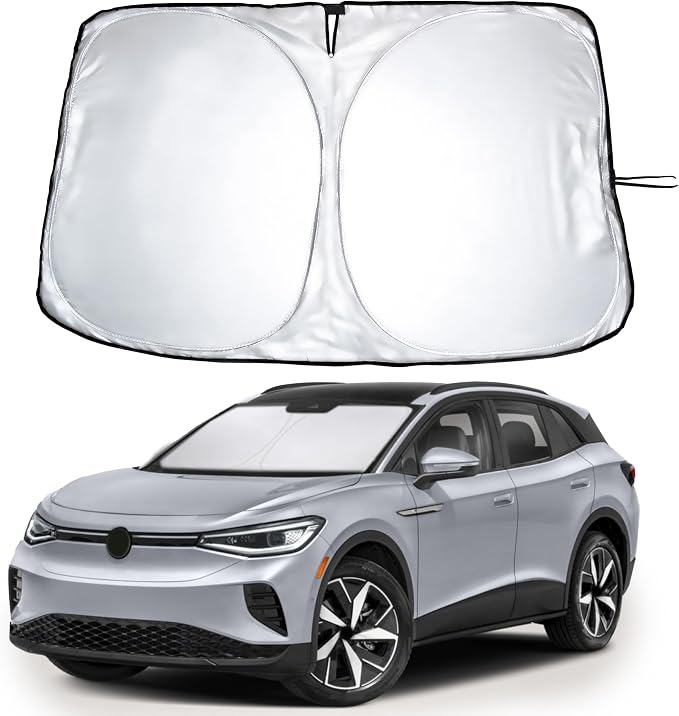 EcoNour Windshield Sun Shade Compatible for Volkswagen VW ID.4 2021–2026 | Custom Fit EV Front Window Sunshade | Foldable Heat & UV Reflective Sun Visor by EcoNour
