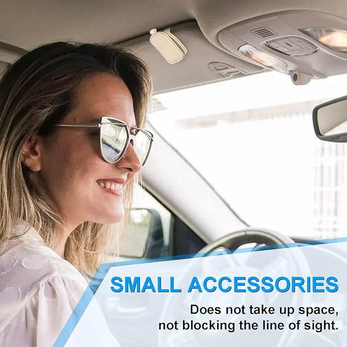 LTOHOE 2 Pack Sunglass Holder for Car, Magnetic Leather Sunglasses Holder and Ticket Card Clip, Universal for Different Size Glasses, Car Visor Accessories(Beige) - Image 5