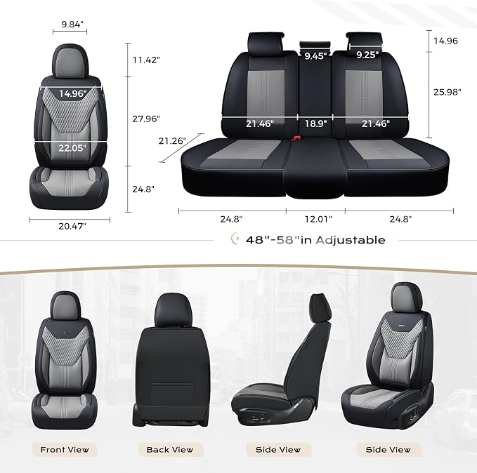 Coverado Car Seat Covers with Lumbar Support, Front Covers for Cars, Universal Automotive Seat Cover, Waterproof, Leather Car Seat Cushion, Interior Seat Protectors for Most Cars - Image 6