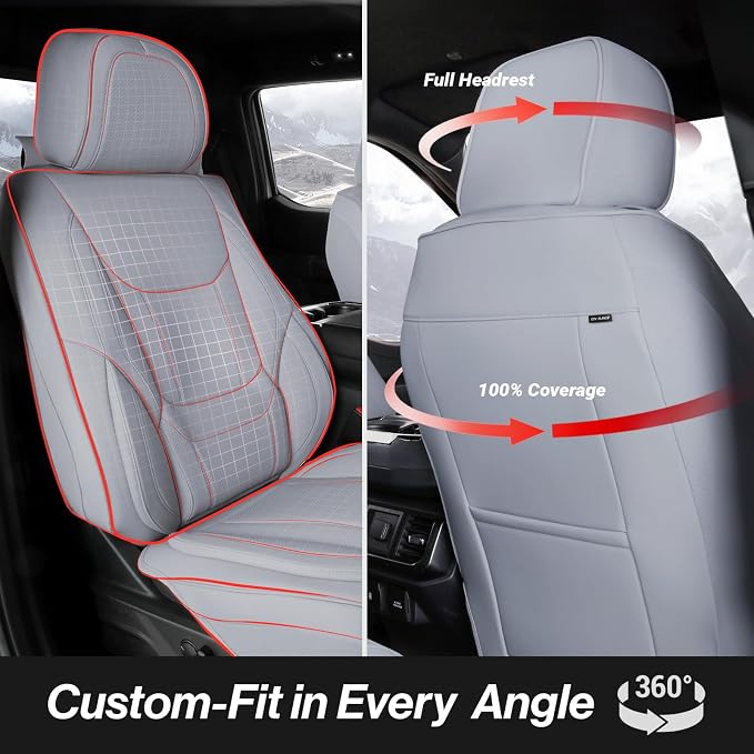 Coverland Custom SUV Car Seat Covers for 2015-2019 Subaru Outback | Premium Waterproof Faux Leather Non-Slip Memory Foam Airbag Compatible Custom Fit Interior Protector [Front Seat-Gray] - Image 4