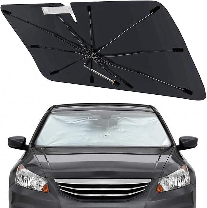 Windshield Sun Shade for Honda Accord 2003-2012, Foldable Umbrella Sunshade | Custom Fit Car Sun Visor with 360° Rotating Shaft, UV Protection Heat Shield Sun Blocker Heat Reflector and Easy Storage by Visufy
