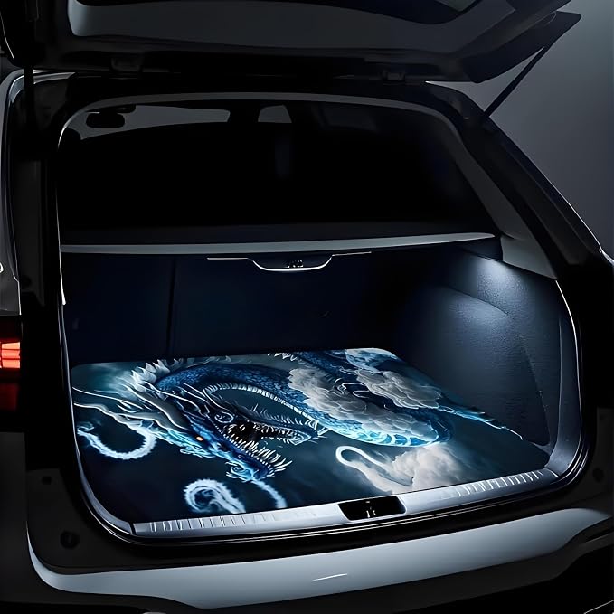 Universal Car Trunk Mat 29" x 39", Blue Dragon Design All Weather Trunk Protection Cargo Liner, Durable Cargo Mat Rear Trunk Liner, Stylish Vehicle Interior Accessories Suitable for Most Car Models - Image 2