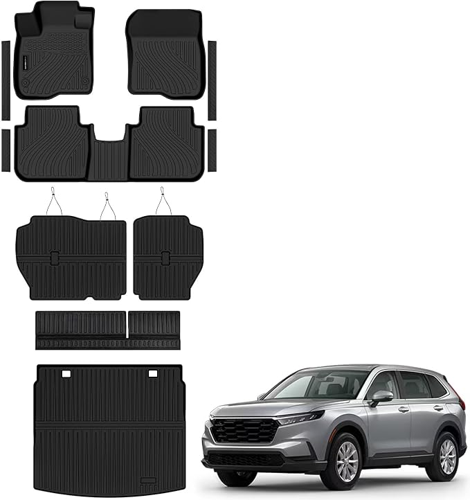 AUXKO Floor Mats Upper Cargo+Backrest Mat Door Sill for 2026-2023 Honda CRV | Include Hybrid,High Wall,All-Weather,All Season,Odorless,Rain&Salt Resistant,TPE Material,Accessories,Pet Friendly by AUXKO