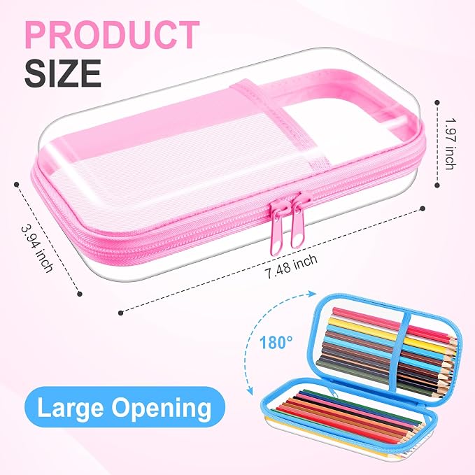 Sanwuta 4 Pcs Clear Hard Shell Zipper Case Plastic Case, Macaron - Image 2
