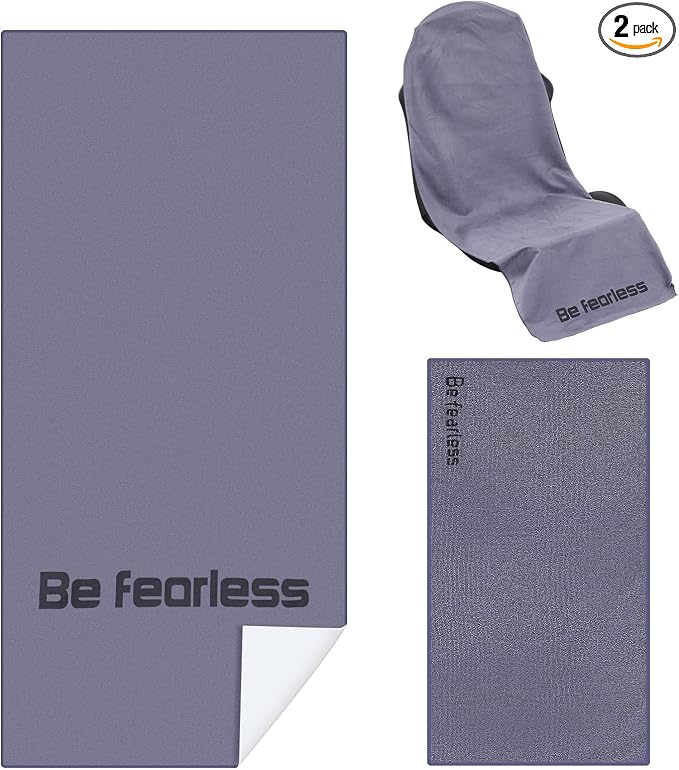 Hahafelt 2 Pack Car Seat Towel Cover and Athletic Running Towel with Storage Bags, Sweat Washable Gym Seat Protector Non Slip for Dog Pet Workout Running Outdoor Sport Activities(Pure Gray) by Hahafelt