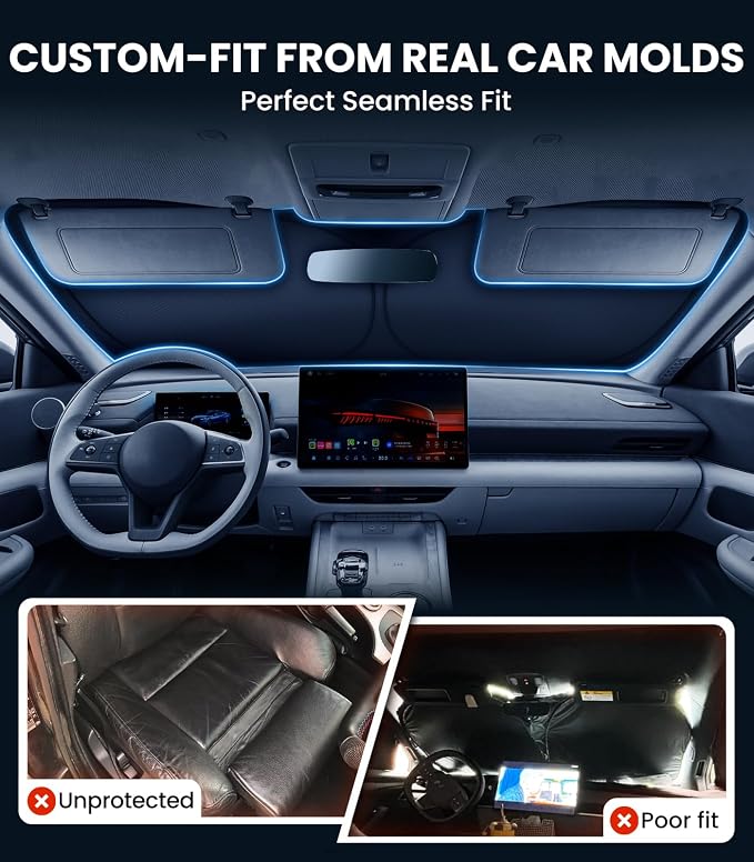 Zanch Custom Windshield Sun Shade for Nissan Altima 2019-2026, 7-Layer UV & Heat Block, 3D Laser Scanned, Interior Protection, Keep Car Cooler, Foldable Car Accessories - Image 4
