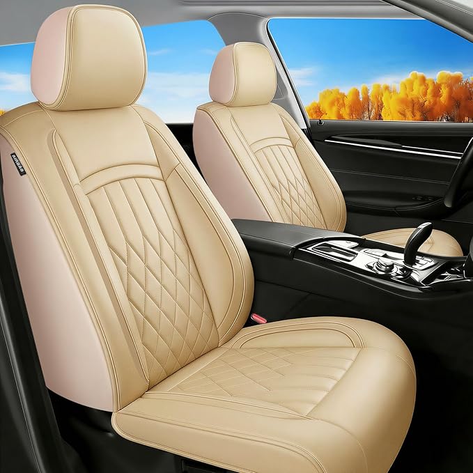 Fit for RAV4 Seat Covers Compatible with Toyota RAV 4 2007-2025 2026 - Waterproof Breathable Leather Automotive Seat Cushions Protector,Airbag Compatible,Full Set 5 Seats(Beige) by Unknown